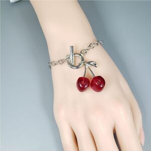 Brand New Silver Cherry Charm Bracelet